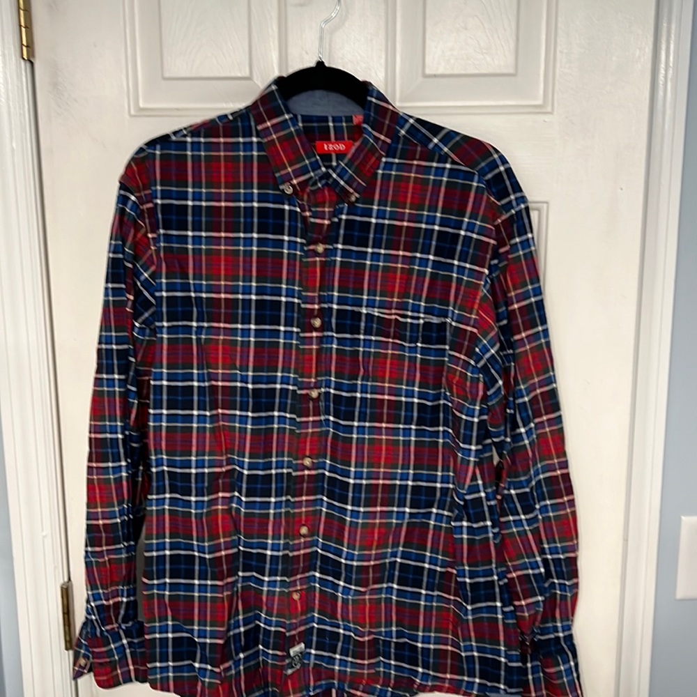 Izod Red and Blue Checkered Button Down Shirt